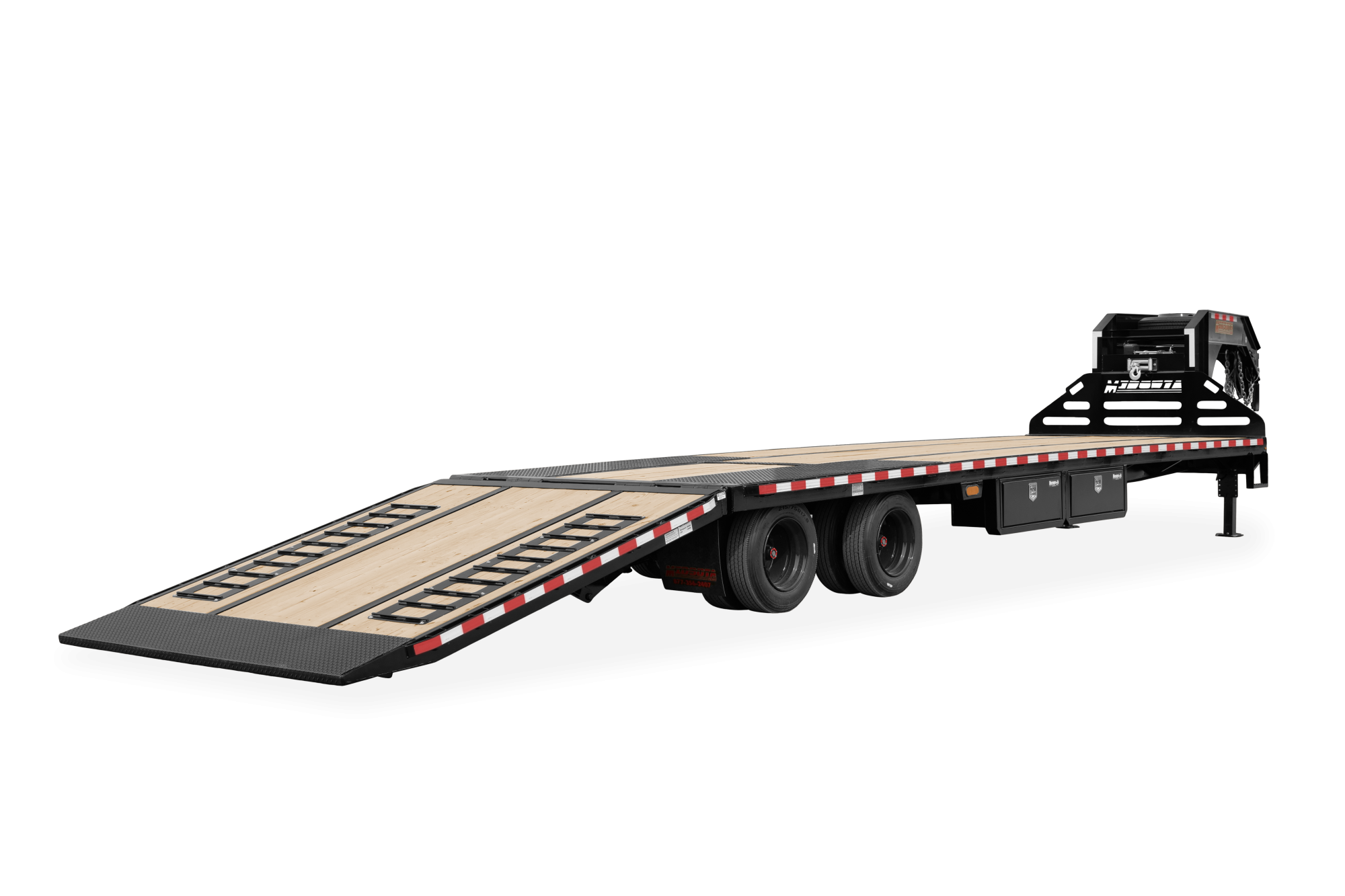 Midsota | FBGN Series Deckover Flatbed Trailer | FBHB, Rear, Ramps Down