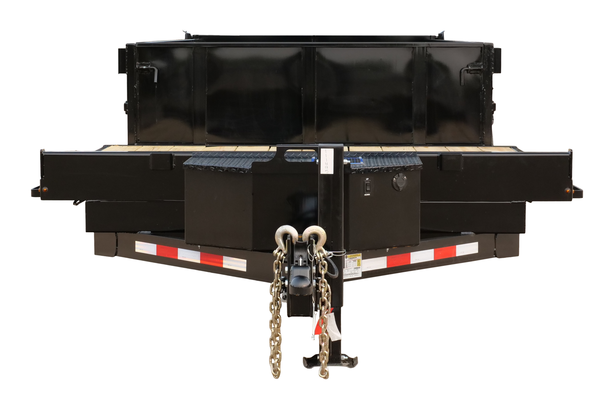 Midsota | FFRD Series Dump Trailer | FFRD Series Dump, Front Detail Studio Image, Safety Chains and Tongue