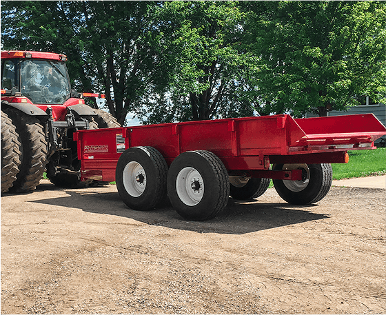 Red dump trailer