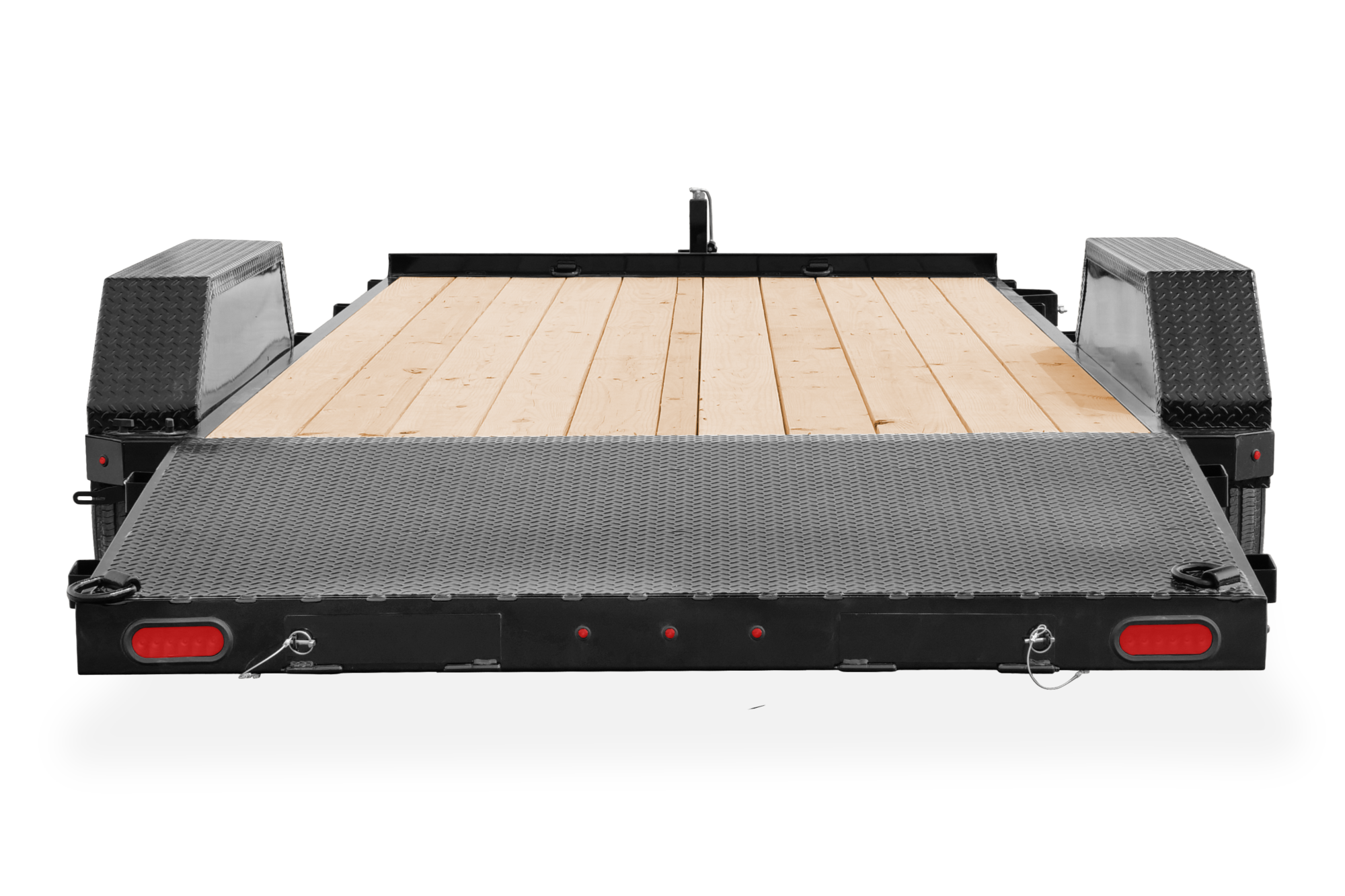 Midsota Nova Car Hauler Trailer Rear Straight View Ramps Up